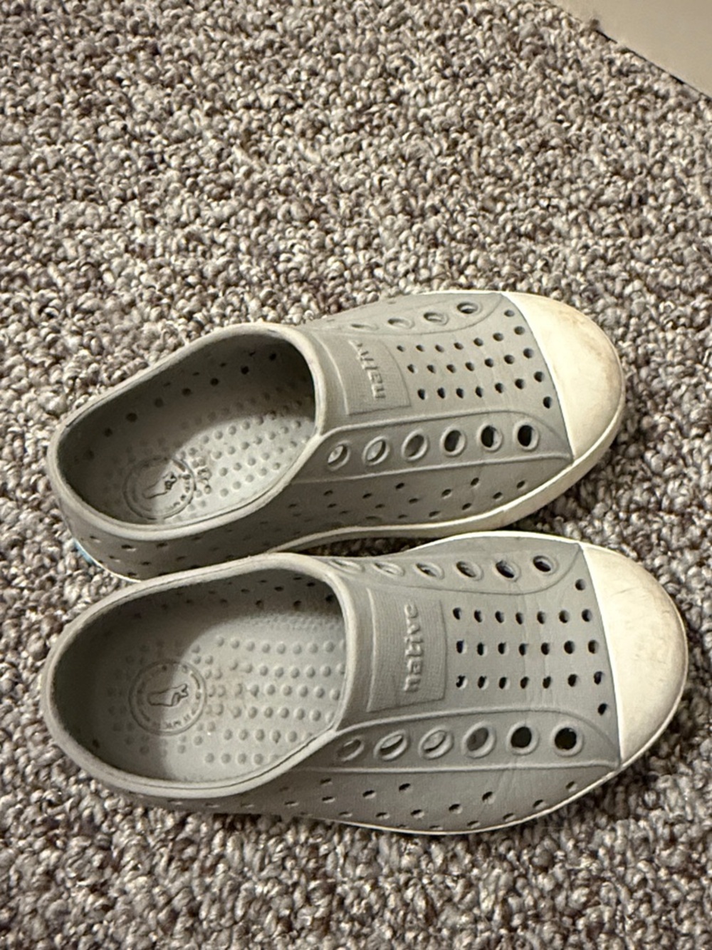 Native Kids Slip-On Water Shoes in Light Gray with White Toe